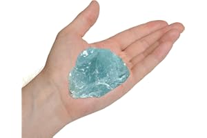 Erliway 2-3'' Aquamarine Raw Crystals, Natural Rough Crystals and Healing Stones, Crystal Rocks and Gemstones for Tumbling Cabbing Fountain Rocks Decoration Wire Wrapping Reiki (0.15-0.22lb)