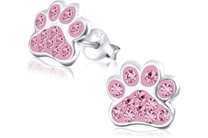 Laimons Dziecięce kolczyki dla dzieci, biżuteria dziecięca, psia łapa, kolorowy brokat, srebro wysokiej próby 925