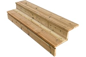 VINUOVO Escalier extérieur Bois. 2 à 7 Marches.Escalier en kit, en Bois Autoclave. pour Jardin. Balcon et Terrasse (2 marches avec Contre-marches. 160 cm)