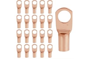 QIDARUSXL 20 Pezzi Capicorda – 16mm2 Capicorda a Occhiello M8 in Rame Ispessito, Terminali a Crimpare ad Anello, Connettori SC Non Isolati, per Auto e Sistemi Elettrici (Oro, SC16-8)