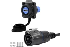 CNLINKO LP-16 Type C 3.1 Connecteur Circulaire de Données, IP67 étanche Connecteur électrique Avec câble de 1 m Assemblages Pour Usage Industriel (Modèle en Plastique)