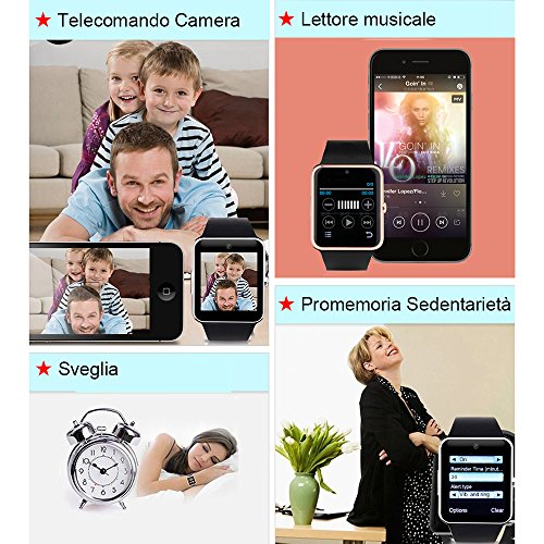 Smartwatch Android, Willful Smart Watch Telefono con SIM Card Slot Fotocamera OLED Orologio Fitness Sport Android Wear Pedometro Bluetooth per Donna Uomo Bambini per iPhone Samsung Sony Android iOS Smartphone ( Contapassi, Calorie, Distanza, Sonno, Notifica Chiamata e SMS, Notifica APP (Facebook, WhatsAPP...), Controllo Remoto Fotocamera e Musica, Promemoria Sedentaria, Allarme, Calcolatrice, Calendario, Registrazione, Anti-Smarrimento, Trova il Telefono )