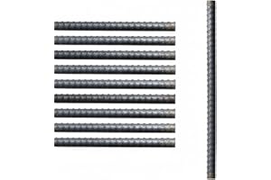 COCUS 10 PACK High-Tensile Steel Rebar Reinforcement Bar 8mm x 1000mm | Concrete Reinforcing Mesh Threaded Bar for Foundations & Slabs | BS 8666:2005 Compliant