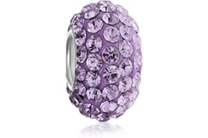 BLING JEWELRY Perle D'Espacement En Cristal Pavé De Couleur Unie Pour Femmes Ados Pour Bracelet Européen Breloques En Argent Sterling .925