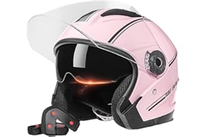GALEYYU Casques De Moto pour Hommes – Casques De Moto Ouverts À Double Pare-Soleil, Casques De Cyclomoteur pour Moto Scooter Casque De Moto pour Adultes, Femmes, Hommes pour Toutes Les Saisons