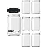 Afracam 660 ml Şeffaf Cam Kavanoz 660 cc Konserve Metal Kapaklı Cam Kavanoz 6 Adet (Şeffaf, 660 cc)