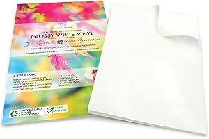 EVG Evergreen Goods 10 Hojas de Papel Autoadhesivo de Vinilo Blanco Brillante A4 Resistente al Agua, Hojas Adhesivas para Impresoras de Inyección de Tinta y Láser, Papel Adhesivo de Vinilo Imprimible