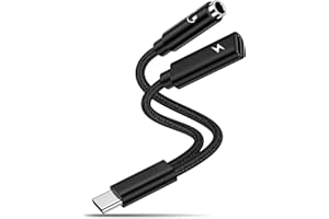 GIGREEN USB C to 3.5mm Jack Headphone and Charger Adapter, 2 in 1 Type C Aux Audio Headphone Adapter with USB C Charging Splitter for Samsung S25/S24/S23/S22/S21/A55/A54/A35/A34/A16/A15, iPhone 16 Series