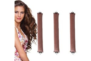 ZILZUFA Lot de 3 bigoudis sans chaleur, Bigoudis pour la nuit, Ruban à friser Overnight Blowout, Bigoudis pour dormir, Bigoudis sans chaleur, Grand pour tous les types de cheveux (Brun)