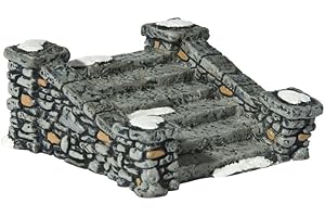 Department 56 Village - Scalini in Pietra calcarea, Grigio, Bianco, 8,4 x 3,6 x 8,4 cm