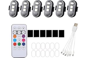 Hopeyhfm Lumières Stroboscopiques pour Drone, 8 Couleurs Lumiere Stroboscopique LED Voiture sans Fil avec Télécommande, Lumières d'Anti-collision, pour Dirt Bikes Vélos électriques RC Cars (6)