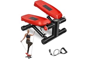 ZOZI Steppers for Exercise, Stair Stepper with Resistance Bands, Mini Stepper with 300LBS Loading Capacity, Hydraulic Fitness Stepper with LCD Monitor