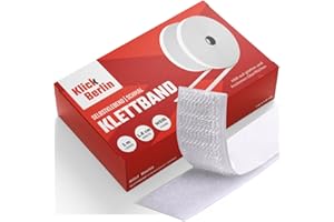 ‎KLICK BERLIN Klick Berlin Klettband selbstklebend Schmal 1,6 cm x 1 m | Klett Klebeband klebt auf vielen Flächen | Klettverschluss | 16 mm breit, 1 Meter lang | Weiß