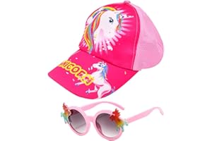 simyron Casquettes Enfants Fille Casquette de Baseball Casquette Fille & Lunettes de Soleil Enfant des Licorne, Chapeau de Soleil Enfant Baseball Cap Visière