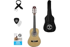 Stretton Payne 1/4 Sized Kids Age 3 to 6 Acoustic Guitar Package – Everything a Beginner Needs to Learn to Play - 31' inch Classical Nylon String Childs Guitar Pack- Natural