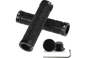 PLATT Bike Handlebar Grips Rubber Comfortable Bicycle Handle Grip for MTB/BMX with Plastic End Caps