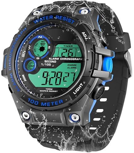 Montre Plongée BANGLIN 100m étanche | Chrono, Double Fuseau, Réveil | Silicone Noir