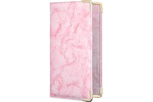 HERRIAT Car Registration and Insurance Card Holder, Marble Leather Vehicle Glove Box Automobile Documents Paperwork Wallet Case Organizer for ID, Driver's License, Marble Pink, One size