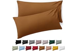 Blumtal Kissenbezug 40x60 cm - 2er Set Kissenbezüge, Braun, Kopfkissenbezug aus weichem Mikrofaser - waschbare Kissenhülle, Oeko-TEX Zertifiziert - für Kissen 40x60 cm