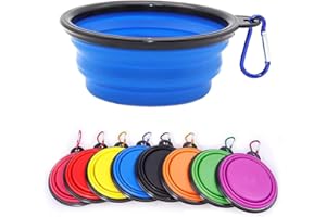 Coolon Collapsible Dog Bowl,Collapsible Dog Water Bowls for Cats Dogs, Portable Pet Feeding Watering Dish,Portable Dog Water Food Bowl with Carabiner (Medium(650ML), Blue)