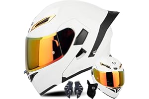 CNNGU Modularer Motorradhelm Mit Handschuhen Und Gesichtsschutz, Flip Up Helm Erwachsener Motorradhelm Mit Doppelvisier, ECE-geprüfter Helm Für Männer Und Frauen