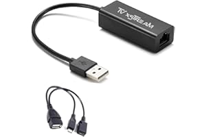 TV XSTREAM Ethernet Adapter for Fire TV Stick Lite/4K/4k Max Firestick, Micro USB to RJ45 Ethernet Adapter with Power Speeds up to 100 Mbps