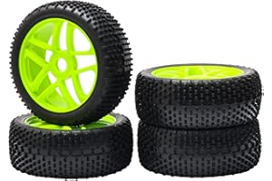 Pxyelec 17 mm Wheel Tires, Buggy Rubber Wheel Tyres for 1:8 Scale Off-Road RC Car Green (Pack of 4)