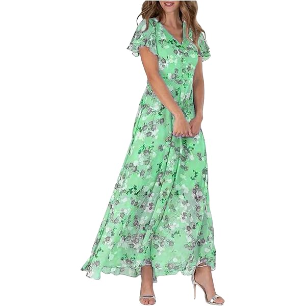 medeshe women's chiffon floral holiday beach bridesmaid maxi dress sundress Women's Chiffon Floral Holiday Beach Bridesmaid Maxi Comoros