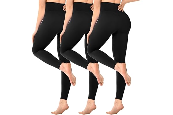 SINOPHANT 3-pack leggings med hög midja för kvinnor, ogenomskinliga, svarta, för gym, yoga