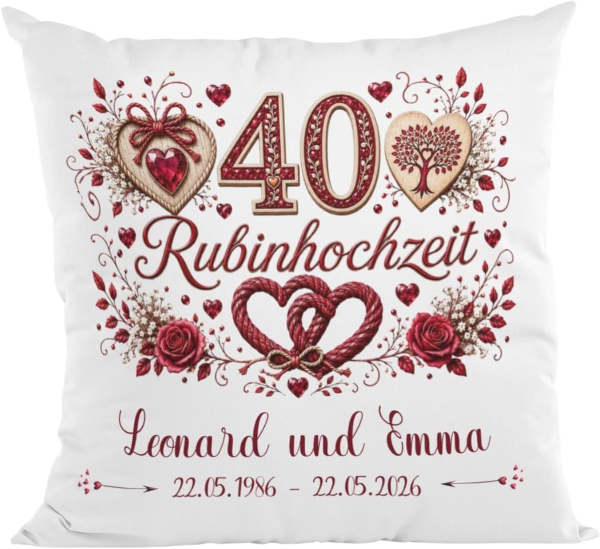 Technische Daten & Spezifikationen : Generisch Kissen Rubinhochzeit 40 Hochzeitsta