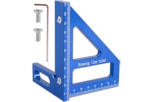 NEW_SOUL Woodworking Angle Ruler,Aluminum Alloy 45/90° Miter Triangle Ruler Sturdy Square Protractor Precise Carpenter Measuring Ruler Multi-Angle Measurement Multi-Function Woodworking Tool(Blue)
