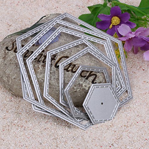 Amazingdeal365 7 PCS Hexagon Form Schablonen Schneiden DIY Dekor Sammelalbum Karten Buchzeichen Lesezeichen als Geschenk für Freunde Geburtstag Kinder,Kindergarten Hobby Schule Handarbeit Unterricht usw. Ein tolles Geschenk! - 2
