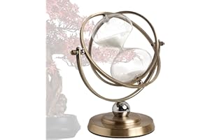 Tuzsocr Clessidra 60 Minuti in Ottone - Timer Rotante a 720°, Vetro Vintage per Casa e Ufficio, Cristallo Trasparente - Orologio Decorativo per Regali