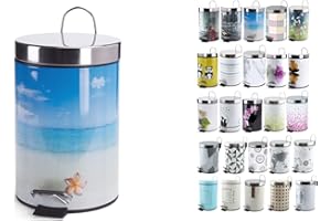 MSV Poubelle à cosmétiques Acier Inoxydable Paradise avec Récipient intérieur Amovible Salle de Bains Poubelle à pédale Boîte à ordures – 3 litres