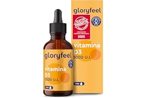 GLORYFEEL Vitamina D3 1000 UI per Goccia, 50ml (1700 Gocce), Eletto PRODOTTO DELL'ANNO 2025, Supporta Ossa, Denti e Sistema Immunitario, Vitamina D Colecalciferolo, in Olio MCD ad Alta Stabilità