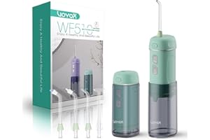 VOYOR-HEALTH Irrigador Dental Portatil Mini, Irrigador Bucal con 5 Modos e IPX7 Impermeable, Inalámbrico y Recargable, Apto para Limpieza Dental en Casa y Viaje WF510 (Verde)