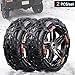 Price comparison product image Rupse Car Winter Snow Chains for Car, Set of 2 SUV Truck Emergency Anti-slip Chain Free of Jack with 195mm-255mm Tire Width (Extra Wide)