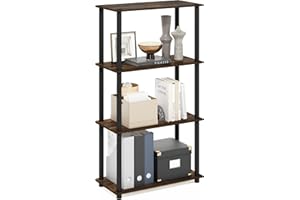 Furinno Turn-N-Tube Étagère à Livres 4 Niveaux sans Outil d'angle Ouverte pour Salon Garage Bureau, Pin ambré