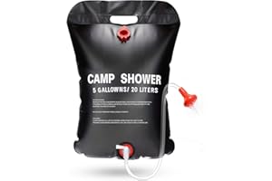 Pitasha Camping Shower 20L 5 gallons Portable & Solar Heated Travel Shower Bag with Removable Hose & On/Off for Outdoor Hiking Climbing Water Bag