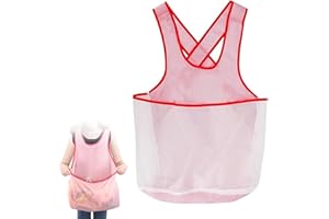 Onperpoe Portable Waterproof Laundry Apron with Large Pouch, Halter Cross Back Bandage Laundry Apron Oxford Fabric with Mesh Pink Aprons for Women Cloth Drying Fruit Picking Garden