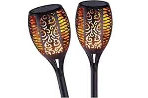 GRIFEMA DG2001, Lampe Flamme Torche Solaire pour Extérieur, Éclairage de Décoration en Vedette Auto Dusk to Dawn On/Off, 2 Paquets