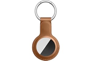 Meliya Funda para AirTag Llavero,1 Pieza Llaveros AirTag Funda Protectora de Cuero Funda Anti-Perdida Anti-Rasguños para AirTag(No Incluye AirTags)(Marrón)