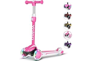 YOLEO Patinete para Niños de 3 a 12 Años, 4 Alturas Ajustables Patinete 3 Ruedas Niño, Ruedas Emisoras de luz LED, Diseño Amortiguador, Fácil de Girar, Carga Máxima de 50 kg