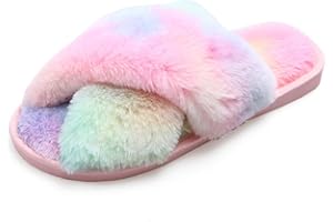 Fadezar Pantoufle Femme Chausson Peluche Chaud Slippers Claquette Fourrure Sandal Bout Ouvert Accueil Chaussures