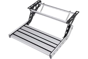 Asixxsix RV Steps, 400lbs Load Capacity Manual Retractable Foldable Single Step Tool with Non Slip Wide Aluminum Pedals Portable RV Entry Stair for Camping Vehicle Travel Trailer