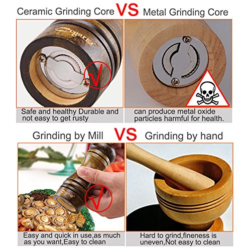 Nature Gewürzmühlen Eichenholz 5.7 * 1.96 Zoll Pfeffermühle Salzmühle - 4