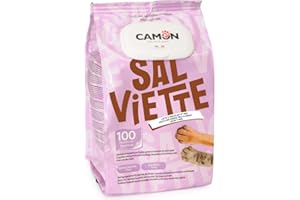 Camon | Salviette Detergenti per Cani e Gatti, 30x17 cm, Confezione da 100 Pezzi, Fragranza Latte e Miele, Senza Alcool etilico né Parabeni, Made in Italy, Il Pacchetto può variare