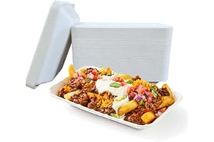 BAG MARKET LIMITED Bag Market | Large Bagasse Chip Food Tray - 222 x 133 x 38mm | Compostable, Biodegradable, C3 (25)
