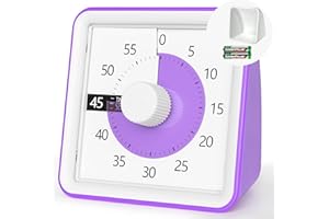 TWENTY5 SEVEN Minuteur de Compte à rebours de 7,6 cm avec Couvercle Amovible ; minuterie visuelle de 60 Minutes et 1 Heure, Outil pédagogique pour Salle de Classe, réunion, Compte à rebours pour Enfants, Violet