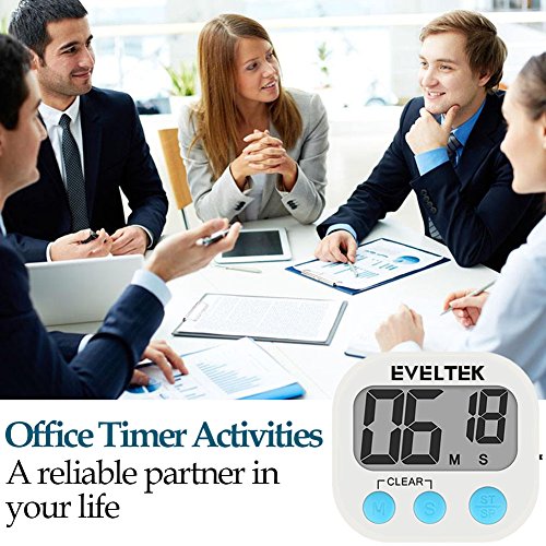 2 PACK EVELTEK Digital-Küche-Alarm Stunden/ Uhr mit Großem LCD-Anzeige Laut Klingende Alarm, Countdown oder Graf Bis für Kochen / Schule / Games (Schwarz Schlüssel) - 6